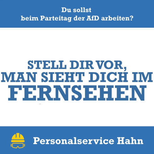 Personalservice Hahn, Nie wieder AfD, AfD Verbot, rechtsextremismus, rechtsextreme, AfD Parteitag