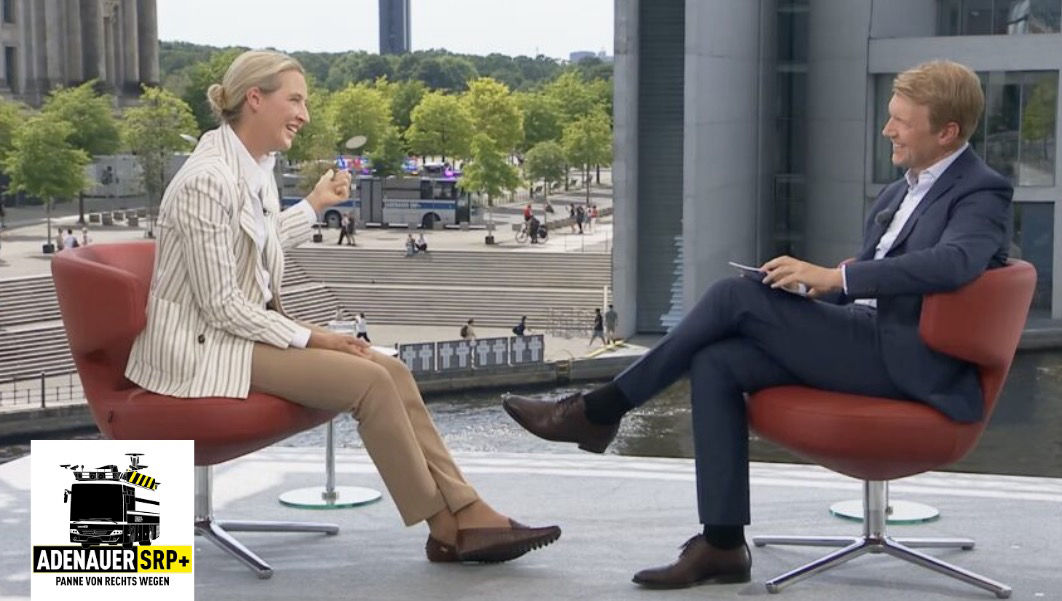 Sommerinterview mit Alice Weidel wird vom Adenauer SRP+ gestört