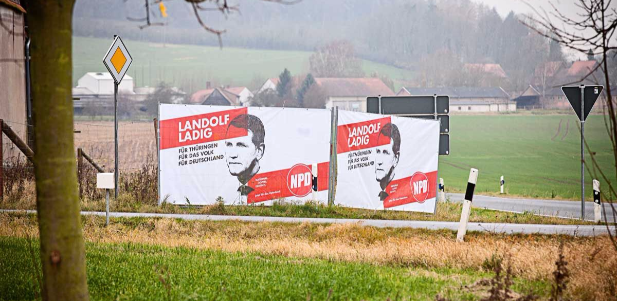 Wahlkampf Thüringen: Landolf Ladig, NPD. Björn Höcke, AfD.